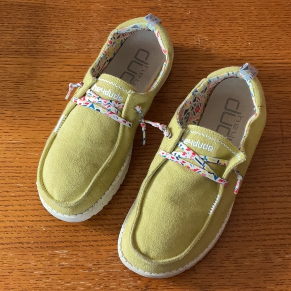Hey Dude Green Casual Shoes Wendy Zig Zag Acacia